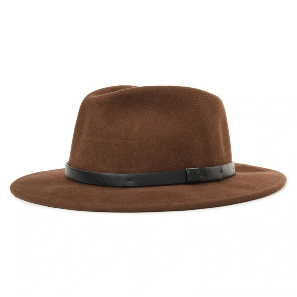 BRIXTON M 7 1/4 Messer Fedora Brown Black Wool Felt Hat Fall Winter Wear